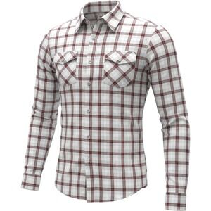 RuffHewn Mens Plaid Button Down Shirt Long Sleeve Red White Grey Size Large L